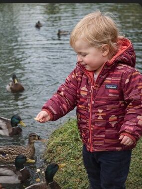 PATAGONIA BABY REVERSIBLE DOWN SWEATER HOODY Size 3T  Reversible, lightweight